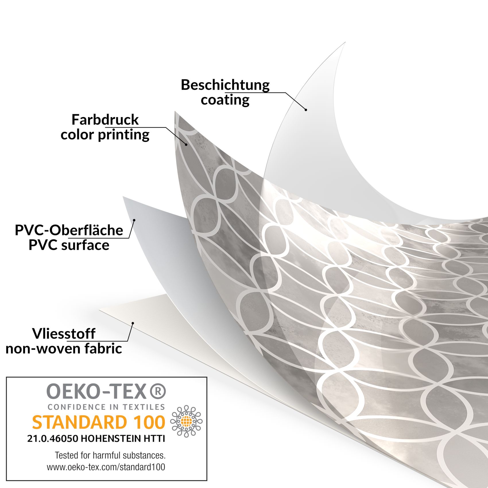 E43420B_80-1 Wachstuch Tischdecke abwaschbar Wachstuchtischdecke Kaleidoskop Grau abwaschbar – 100x140cm, Schnittkante