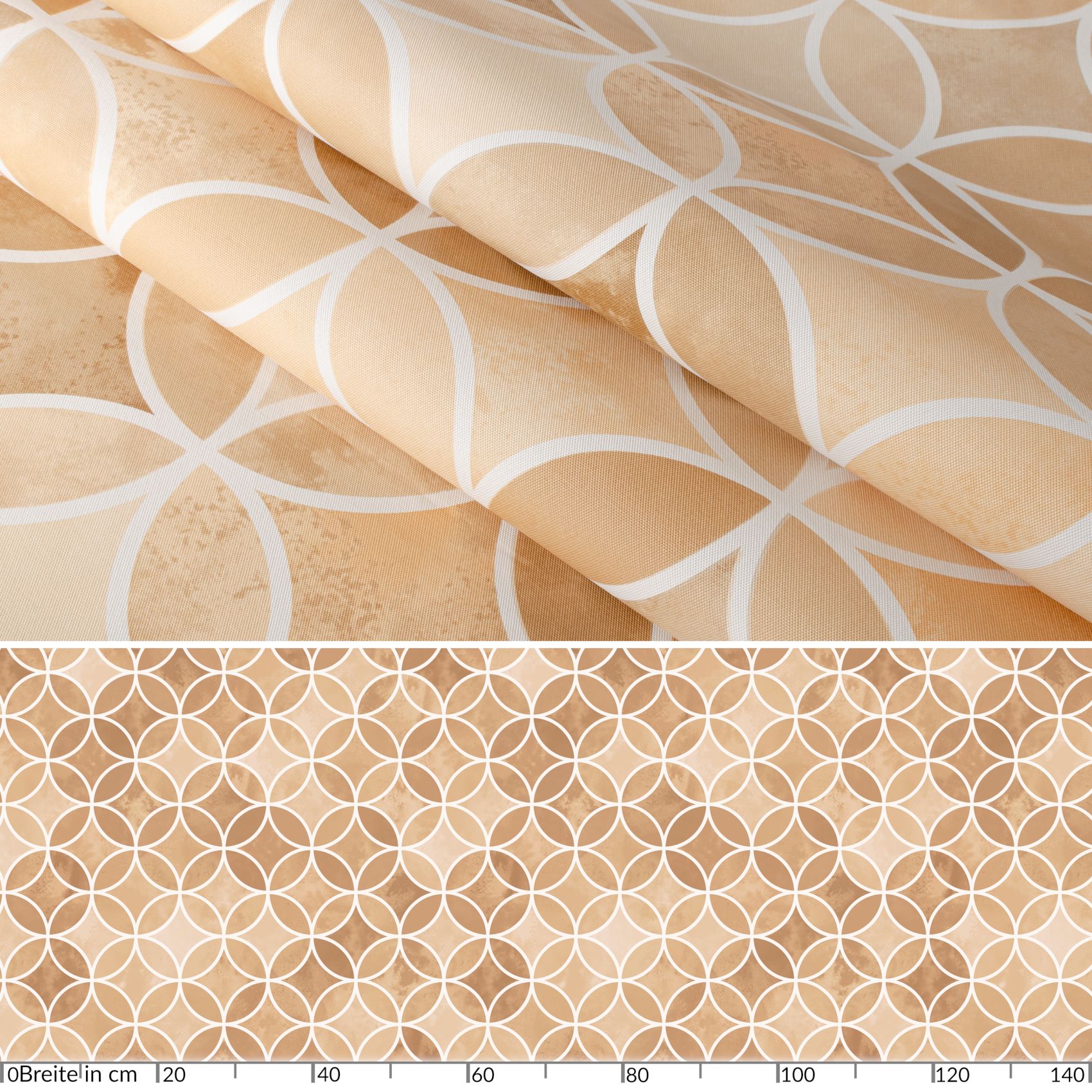 E43430B_20-1 Wachstuch Tischdecke abwaschbar Wachstuchtischdecke Kaleidoskop Beige abwaschbar – 100x140cm, Schnittkante
