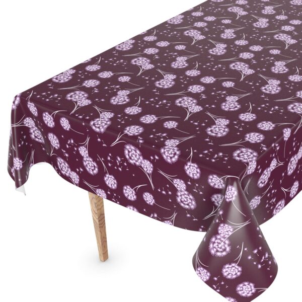 Wachstuch Tischdecke abwaschbar Wachstischdecke Meterware Pusteblume Bordeaux Outdoor Tischdecke Gartentischdecke – 90x130cm, Schnittkante