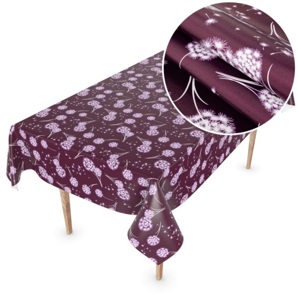Wachstuch Tischdecke abwaschbar Wachstischdecke Meterware Pusteblume Bordeaux Outdoor Tischdecke Gartentischdecke – 90x130cm, Schnittkante
