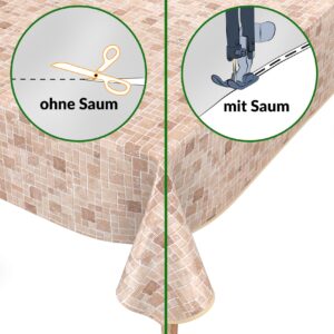 Wachstuch Tischdecke abwaschbar pflegeleicht Wachstuchtischdecke Modern Fliesenoptik Beige