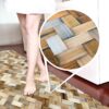 Läufer Textil Teppich rutschfest abwaschbar Flechtmuster Geflochten Beige 50cm Breit