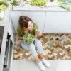 Läufer Textil Teppich rutschfest abwaschbar Flechtmuster Geflochten Beige 50cm Breit