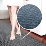 Läufer Küchen Teppich abwischbar Textil + PVC rutschfest Flechtoptik Anthrazit 50cm Breit