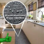 Läufer Küchen Teppich abwischbar Textil + PVC rutschfest Flechtoptik Anthrazit 50cm Breit