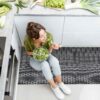 Läufer Küchen Teppich abwischbar Textil + PVC rutschfest Flechtoptik Anthrazit 50cm Breit