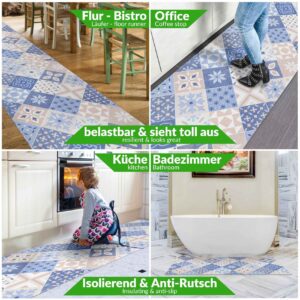 Teppich Küchenläufer Teppichläufer Läufer Flur abwischbar PVC Mirza Barcellona Blau 48cm Breit