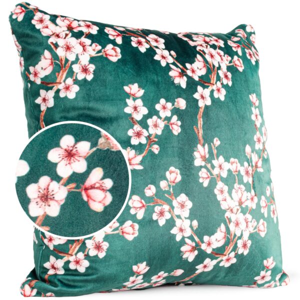 Dekokissen Kissenbezug Sofakissen Kissenhülle Zierkissen Polyester Mikrofaser 21 Deisgns 2 Größen – Sakura Petrol, 40x40cm ohne Füllung