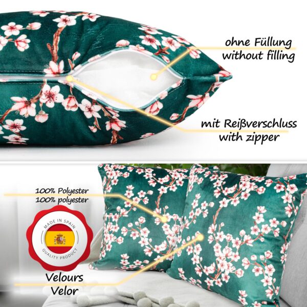 Dekokissen Kissenbezug Sofakissen Kissenhülle Zierkissen Polyester Mikrofaser 21 Deisgns 2 Größen – Sakura Petrol, 40x40cm ohne Füllung