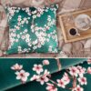 Dekokissen Kissenbezug Sofakissen Kissenhülle Zierkissen Polyester Mikrofaser 21 Deisgns 2 Größen – Sakura Petrol, 40x40cm ohne Füllung