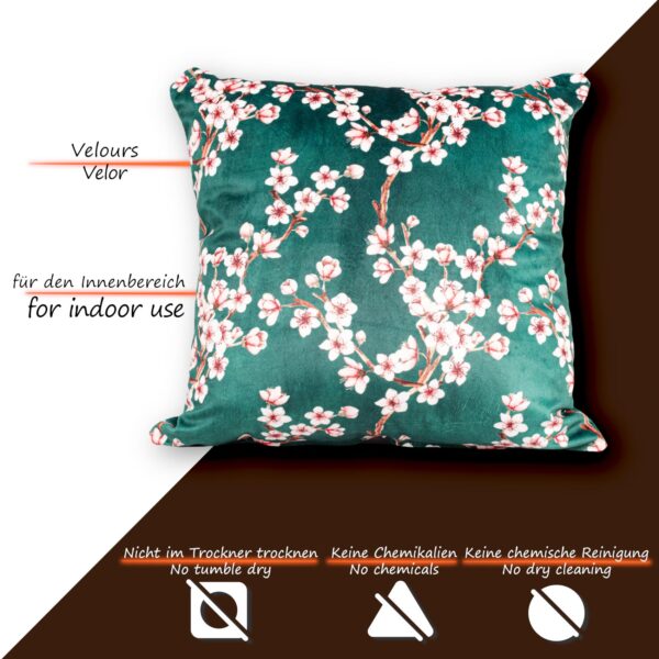 Dekokissen Kissenbezug Sofakissen Kissenhülle Zierkissen Polyester Mikrofaser 21 Deisgns 2 Größen – Sakura Petrol, 40x40cm ohne Füllung