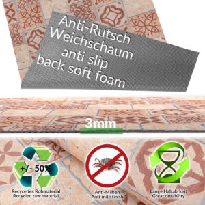 Küchenläufer Teppichläufer Küchenteppich Läufer Flur Braune Fliesen 65cm rutschfest