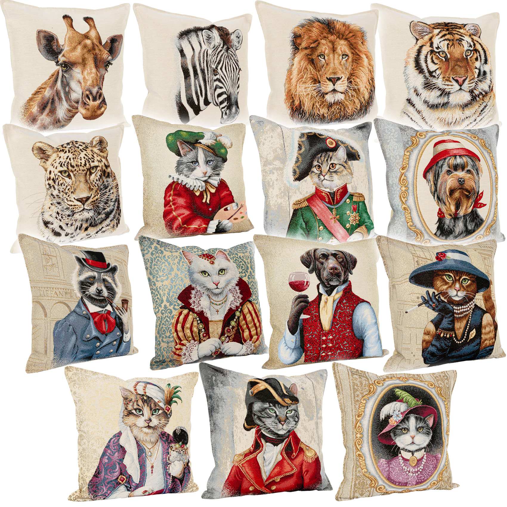 Gobelin_ebay_noman Dekokissen Kissenbezug Kissenhülle Gobelin Jacquard Tiermotiv 45x45cm