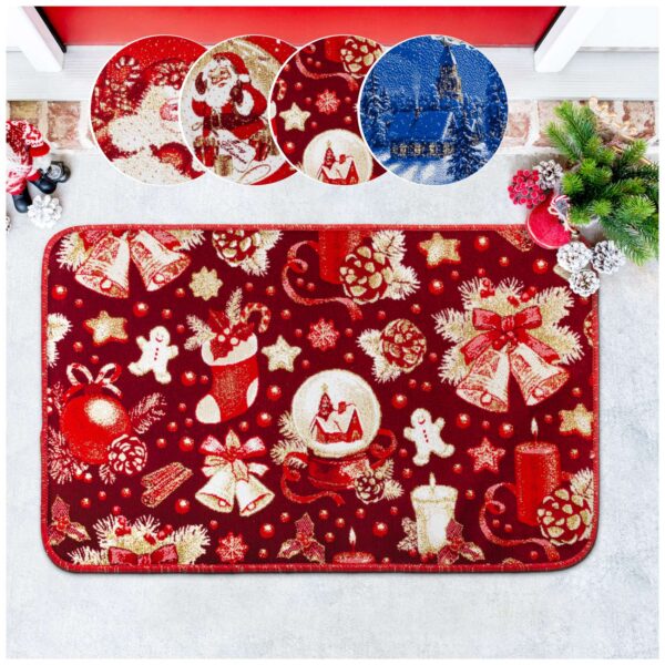 Weihnachtsteppich Weihnachts Fußmatte Wohnzimmer Küche rutschfest Teppich Weihnachten Türmatte 50×80 cm – Weihnachtskugel