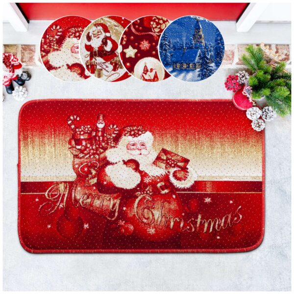 Weihnachtsteppich Weihnachts Fußmatte Wohnzimmer Küche rutschfest Teppich Weihnachten Türmatte 50×80 cm – Weihnachtsmann