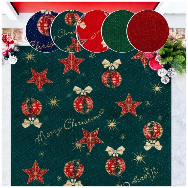 Weihnachtsteppich Weihnachtsfußmatte Teppichläufer Weihnachten Flurläufer auch als Dekoration – Merry Christmas Grün, 280x100cm