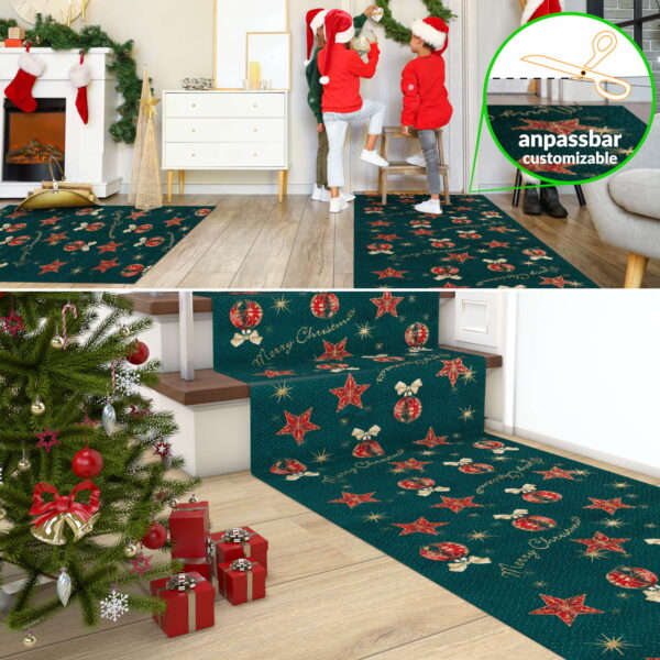 Weihnachtsteppich Weihnachtsfußmatte Teppichläufer Weihnachten Flurläufer auch als Dekoration – Merry Christmas Grün, 280x100cm