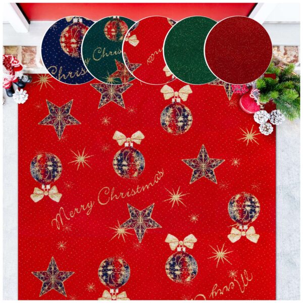 Weihnachtsteppich Weihnachtsfußmatte Teppichläufer Weihnachten Flurläufer auch als Dekoration – Merry Christmas Rot, 280x100cm