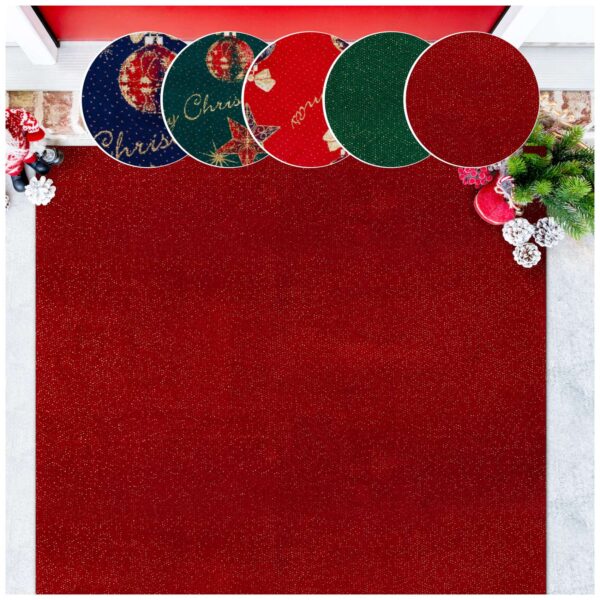 Weihnachtsteppich Weihnachtsfußmatte Teppichläufer Weihnachten Flurläufer auch als Dekoration – Uni Rot, 280x100cm