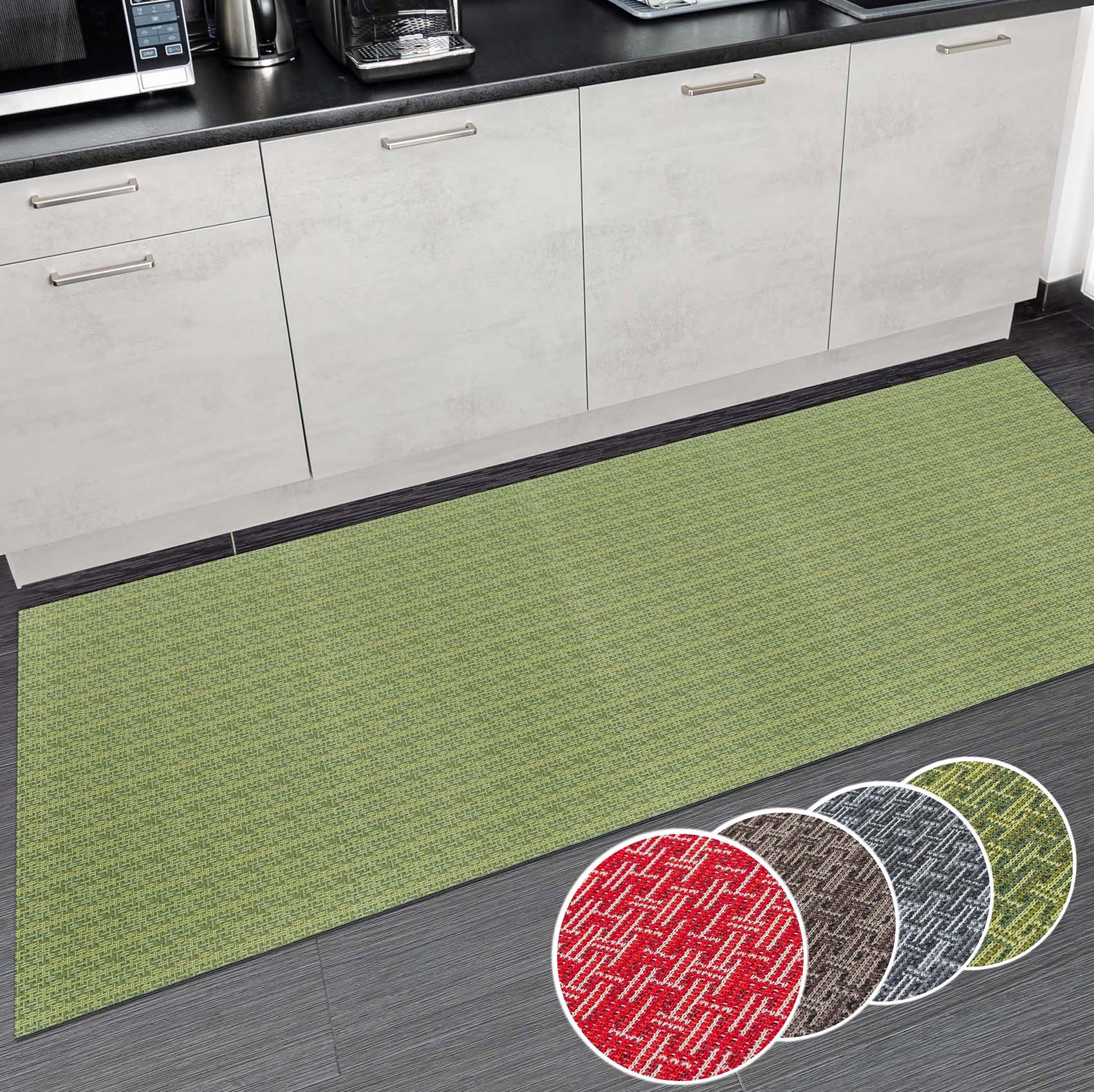 Küchenläufer Teppichläufer Läufer Flur abwischbar Textil Itaca Breite 50cm Grün 100x50cm