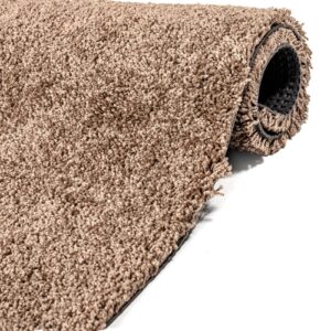 Teppich Wohnzimmer Kurzflor Designer Teppichläufer Uni einfarbig auch für Badezimmer – Braun, 450x100cm