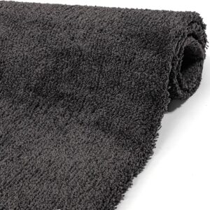 Teppich Wohnzimmer Kurzflor Designer Teppichläufer Uni einfarbig – auch als Badematte Breite 100cm – Anthrazit, 450x100cm