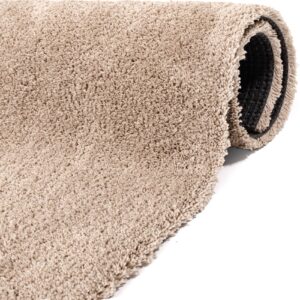 Teppich Wohnzimmer Kurzflor Designer Teppichläufer Uni einfarbig – auch als Badematte Breite 100cm – Beige, 400x100cm