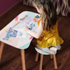Kinder Hocker und Tisch Set mit Motiv Power Girl Rosa