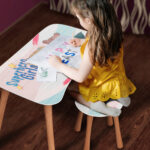 Kinder Hocker und Tisch Set mit Motiv Power Girl Rosa