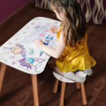 Kinder Hocker und Tisch Set mit Motiv Unicorn Princess Lila