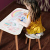 Kinder Hocker und Tisch Set mit Motiv Dream Unicorn Weiß