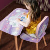 Kinder Stuhl und Tisch Set mit Motiv Unicorn Lila