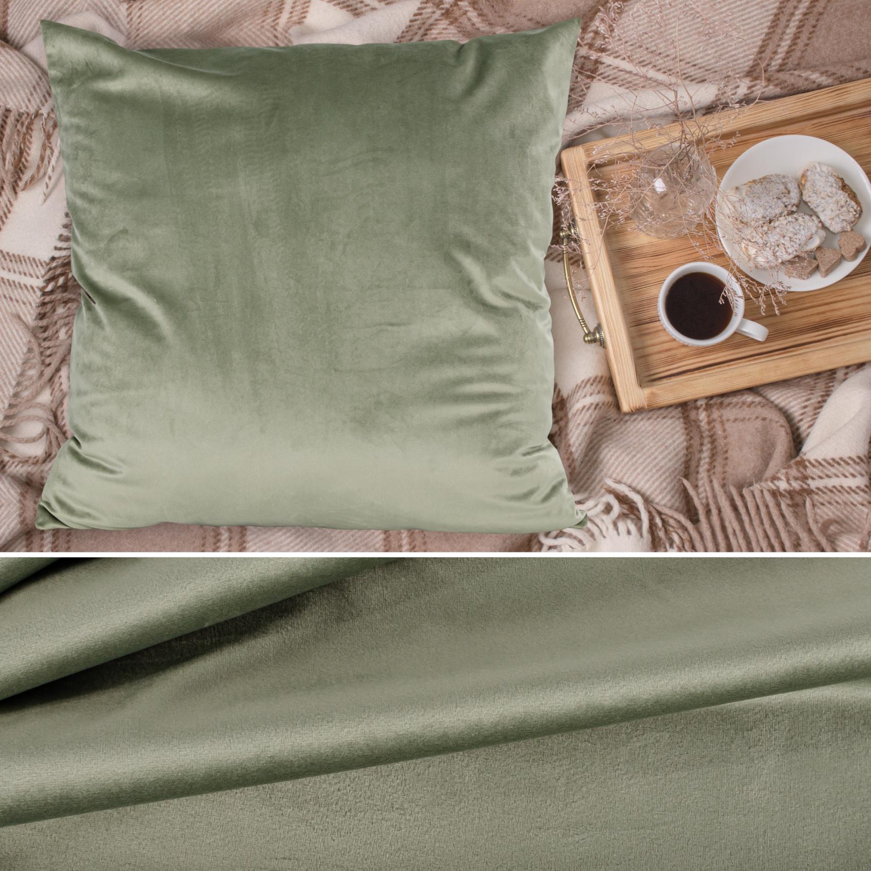RG0607-14_20 Dekokissen Samt Kissenbezug Sofakissen Dekokissen Kissenhülle mit / ohne Füllkissen 4 Größen – Olivgrün, 40x40cm ohne Füllung