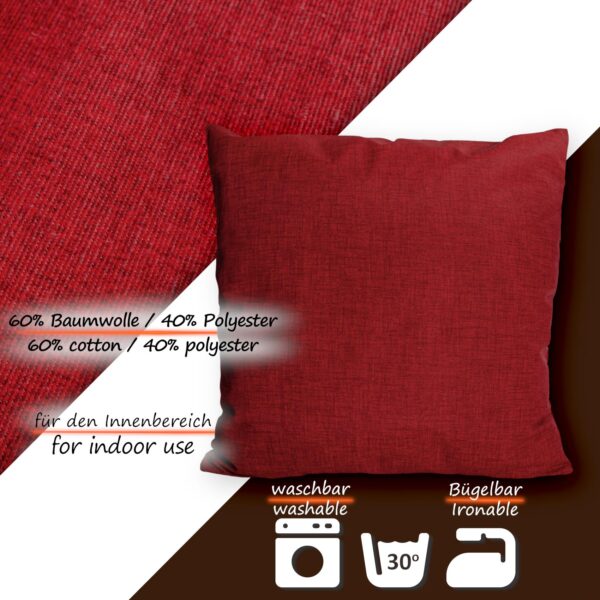 Dekokissen Kissenbezüge Kissenhülle Sofakissen Zierkissen mit / ohne Füllkissen Leinenoptik 4 Größen – Rot, 40x40cm ohne Füllung