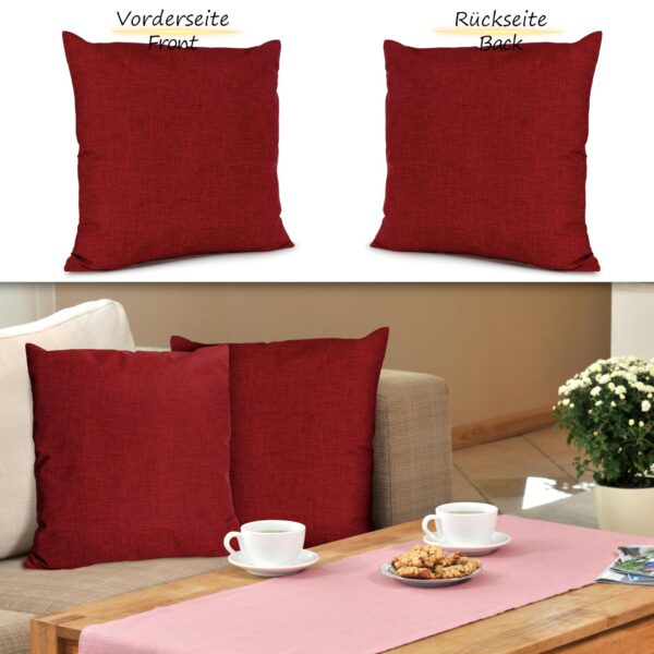 Dekokissen Kissenbezüge Kissenhülle Sofakissen Zierkissen mit / ohne Füllkissen Leinenoptik 4 Größen – Rot, 40x40cm ohne Füllung