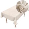 Tischdecke abwaschbar Stofftischdecke Tischwäsche Baumwolle-Polyester Grau Creme – Creme, 120x160cm