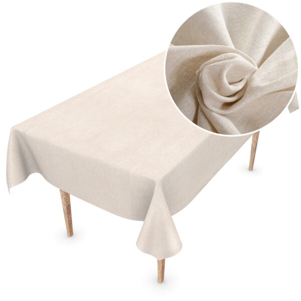 Tischdecke abwaschbar Stofftischdecke Tischwäsche Baumwolle-Polyester Grau Creme – Creme, 120x160cm