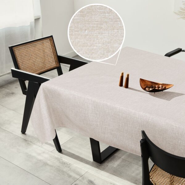 Tischdecke abwaschbar Stofftischdecke Tischwäsche Baumwolle-Polyester Grau Creme – Creme, 120x160cm