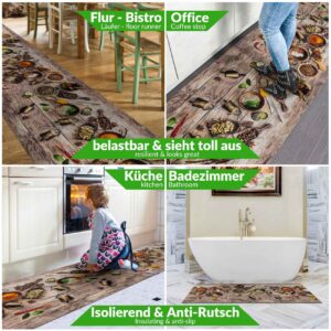 Küchenläufer waschbar Textil + PVC Küchenteppich rutschfest Sprinty Speziata Braun 50cm Breit