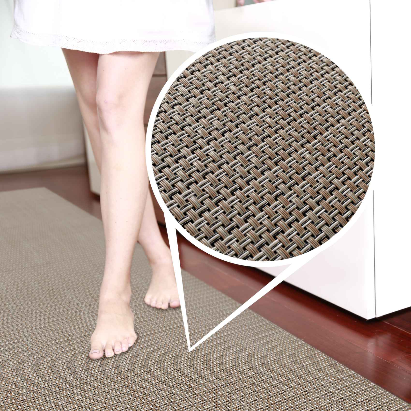 In- Outdoor Teppich Läufer Rattan TATAMI mehrfarbig 50 / 67 / 100 cm Breit