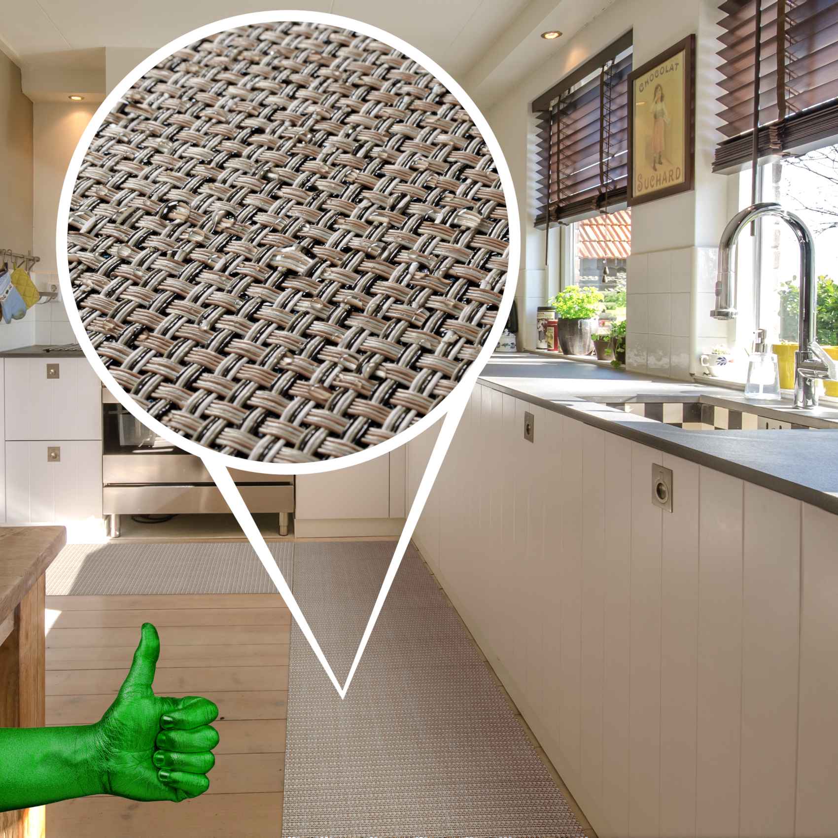 In- Outdoor Teppich Läufer Rattan TATAMI mehrfarbig 50 / 67 / 100 cm Breit