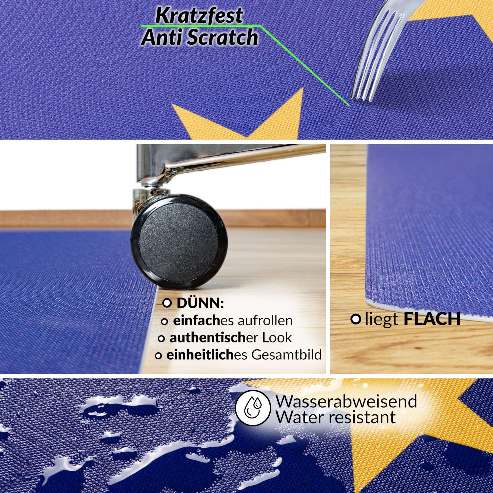 Bodenschutzmatte Schreibtisch Stuhl Unterlage Bürostuhlunterlage 8 Designs – EU, 90x120cm