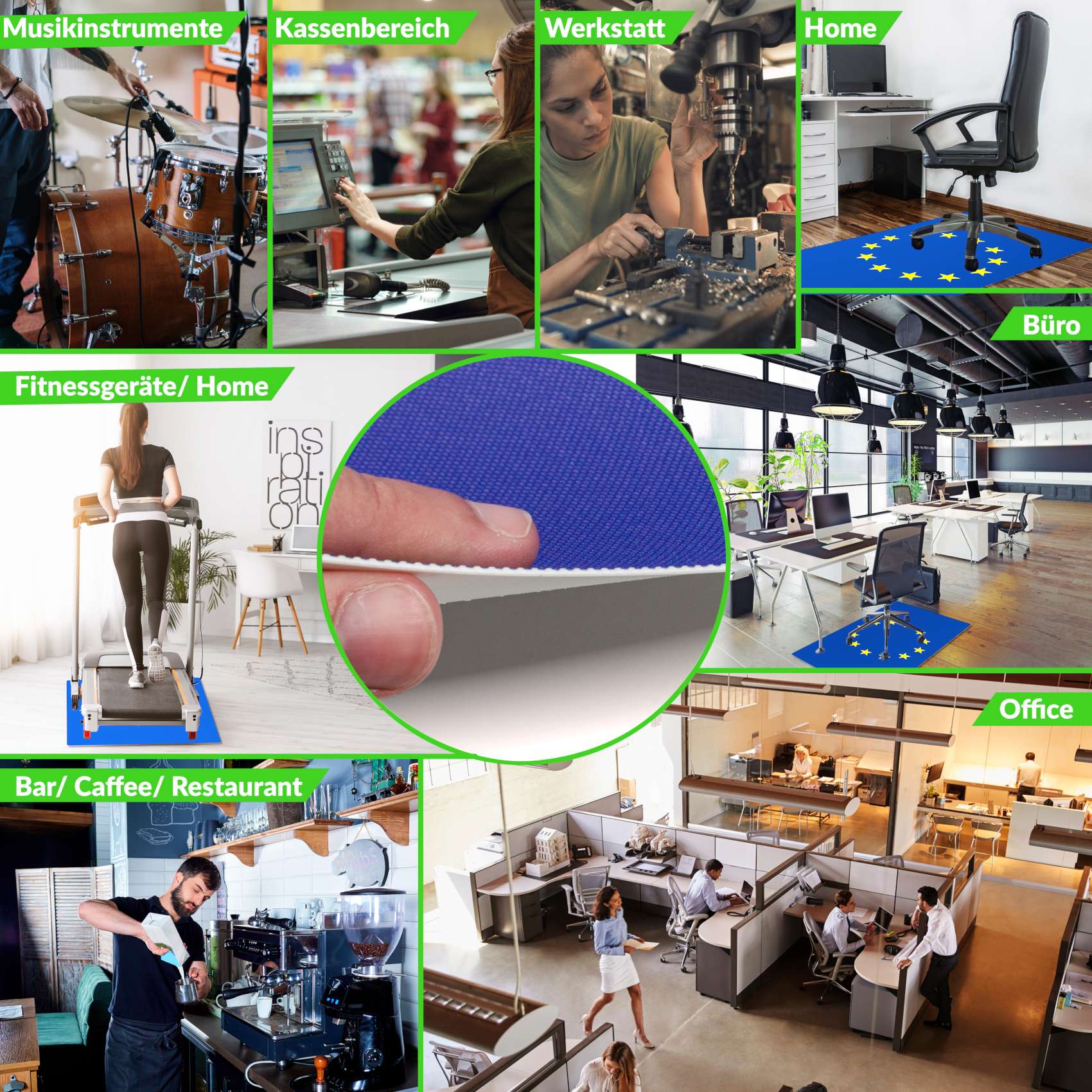 Bodenschutzmatte Schreibtisch Stuhl Unterlage Bürostuhlunterlage 8 Designs – EU, 90x120cm