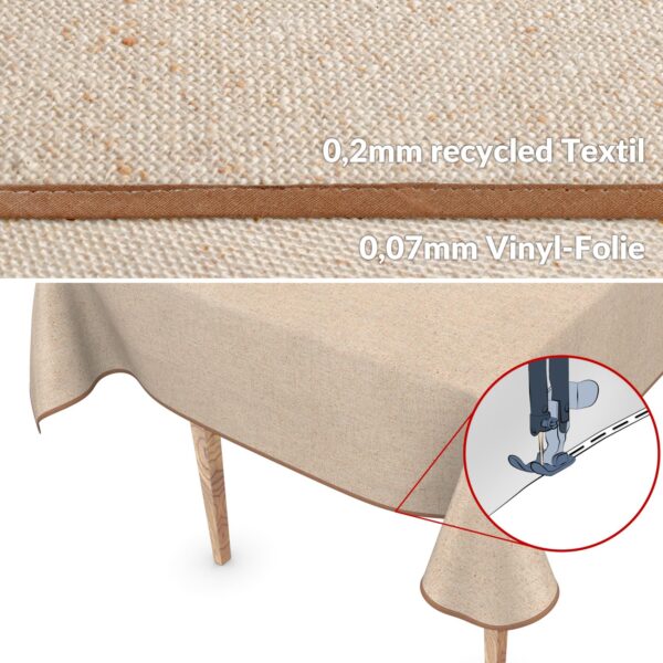 Stoff Tischdecke beschichtet abwaschbar DUO zweiseitig Beige – 100x140cm