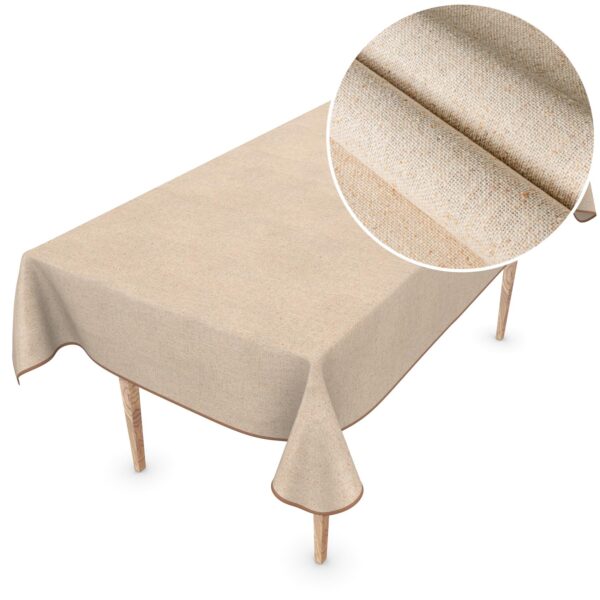 Stoff Tischdecke beschichtet abwaschbar DUO zweiseitig Beige – 100x140cm