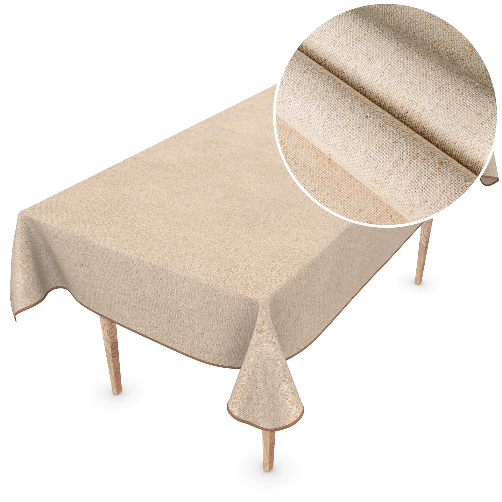 TPRUSTIC_50B Stoff Tischdecke beschichtet abwaschbar DUO zweiseitig Beige – 100x140cm