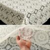 Tischdecke abwaschbar Lace Vinyl Häkel Spitze Optik Kreise Creme