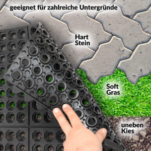 Ringgummimatte Gummimatte Schmutzfangmatte Wabenmatte mit Verbinder 90x90cm Schwarz