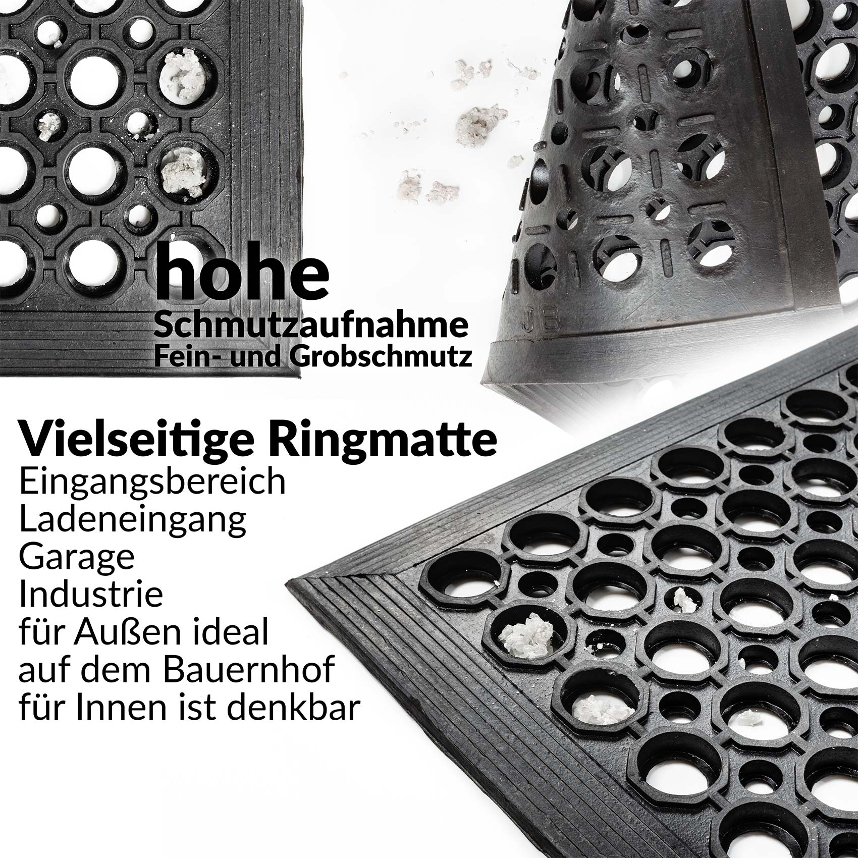 Ringgummimatte Gummimatte Gummiringmatte 60x90cm 14mm mit Umrandung