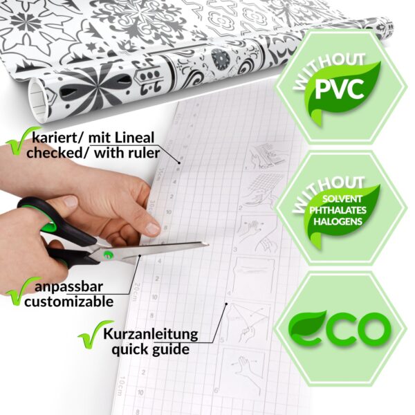 Klebefolie Möbelfolie Küche Folie selbstklebend DIY glänzend PVC-frei 0,45x3m – Fliesenoptik grau